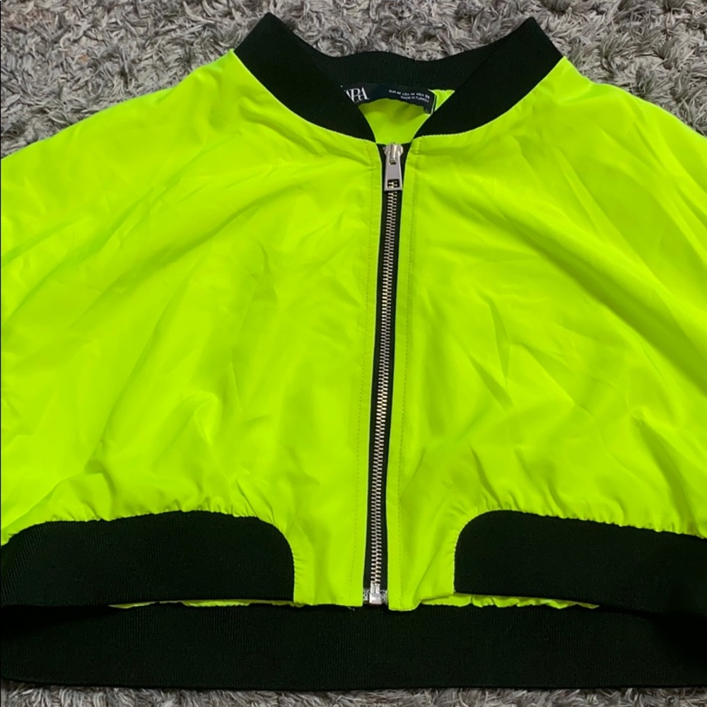 neon cropped cover up